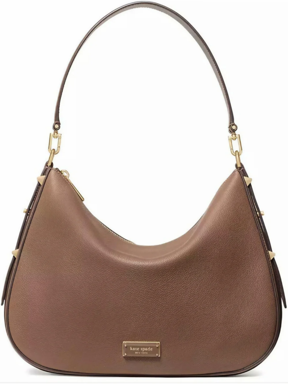 kate spade brown pebbled leather shoulder bag with gold-tone hardware
